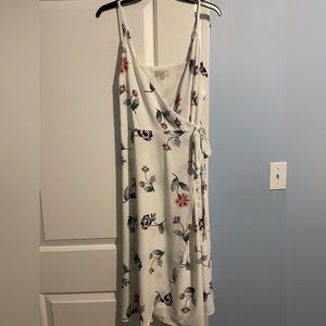 LOFT white/floral wrap dress